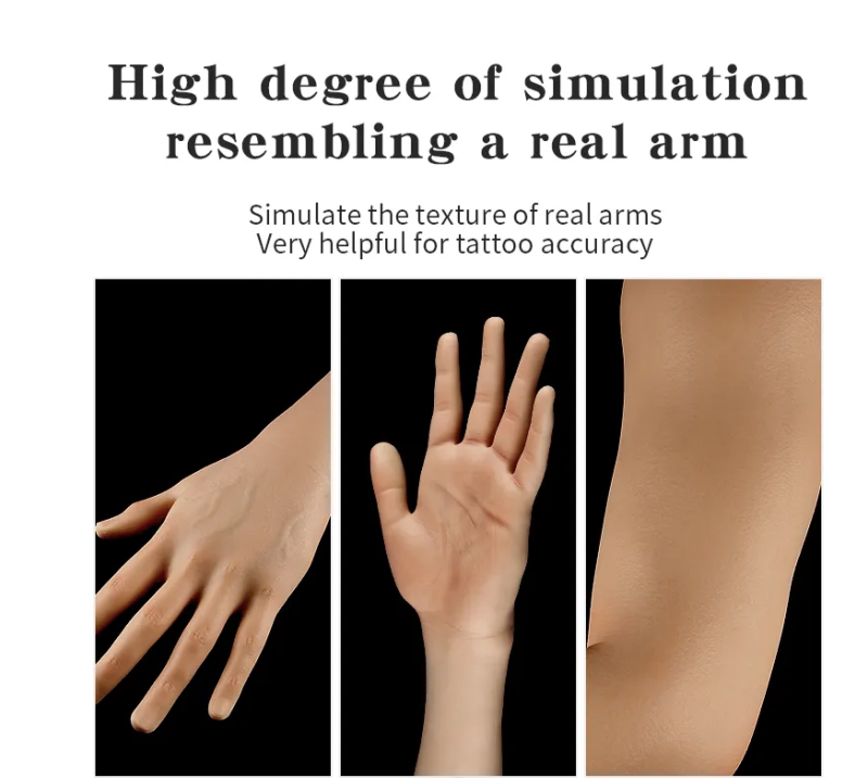 Realistic Silicone Full Arm Tattoo Practice Model – Adjustable Joints for Creative Practice & Studio Decor