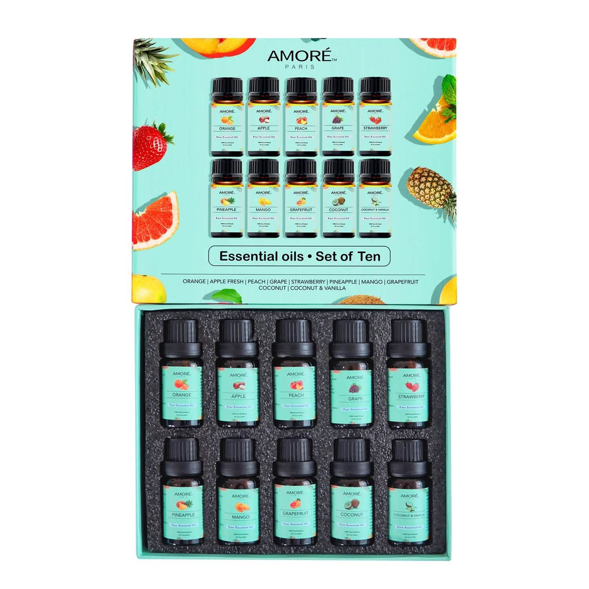 10-Pack: Fruity Fragrance Premium Aromatherapy Diffuser Oils Set For Candle & Soap Making