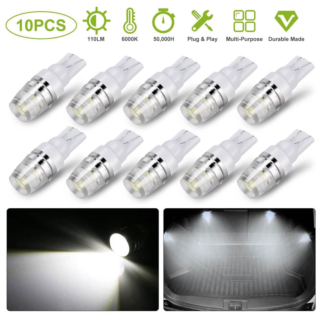 10-Piece: Xenon White Wedge Base LED Bulbs