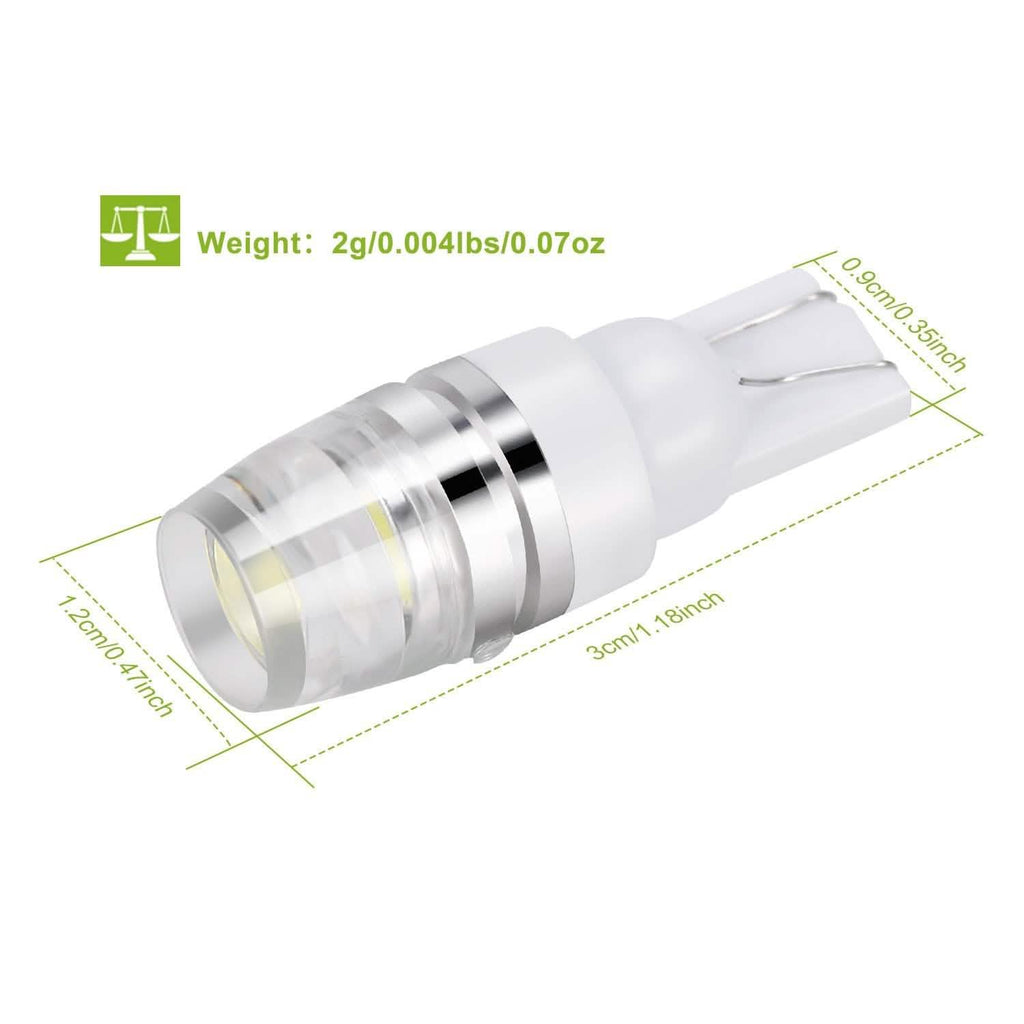 10-Piece: Xenon White Wedge Base LED Bulbs