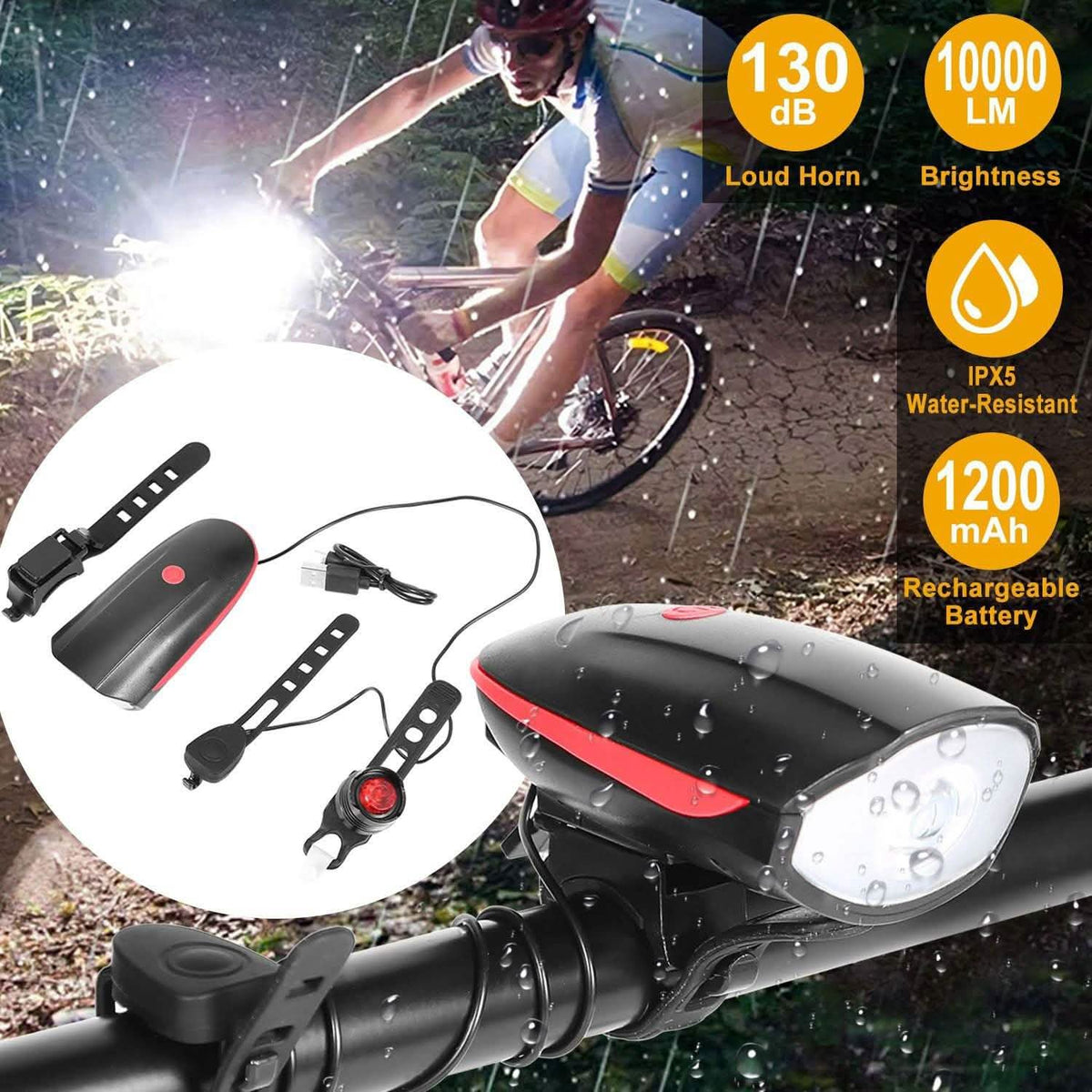 10000LM Bike Headlight USB Rechargeable