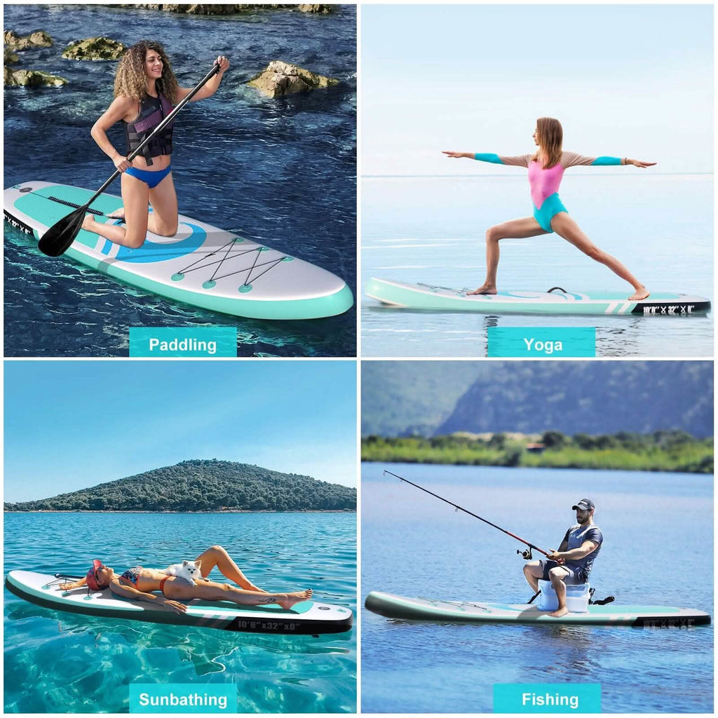 10’6” x 32”x 6” Paddle Boards for Adults with Premium SUP Accessories and Backpack