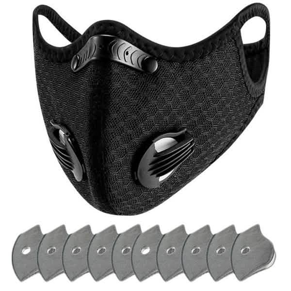 11-Piece Set: Breathable Bacteria-Proof Sport Face Mask with Activated Carbon PM 2.5