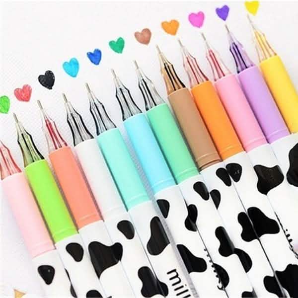 12-Piece: Milky Cow Multicolor Gel Pens