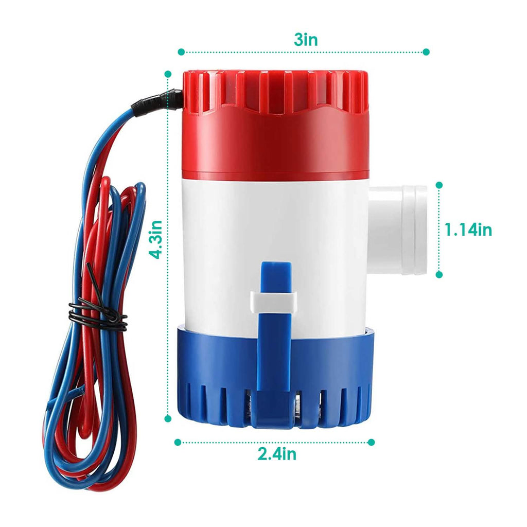12V 1100GPH Submersible Marine Boat Bilge Non-Automatic Electric Water Pump