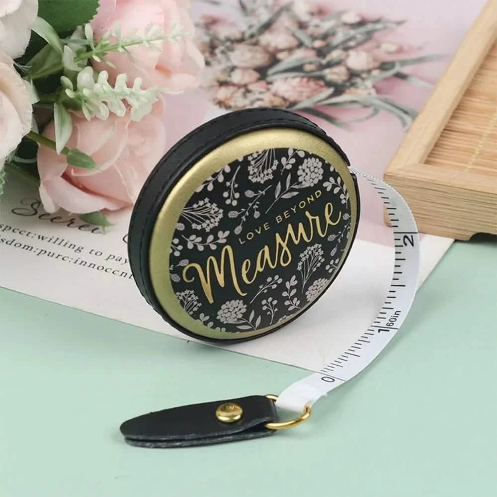 1.5m Centimeter Inch Roll Tape Portable Retractable Vintage PU Leather Mini Tape