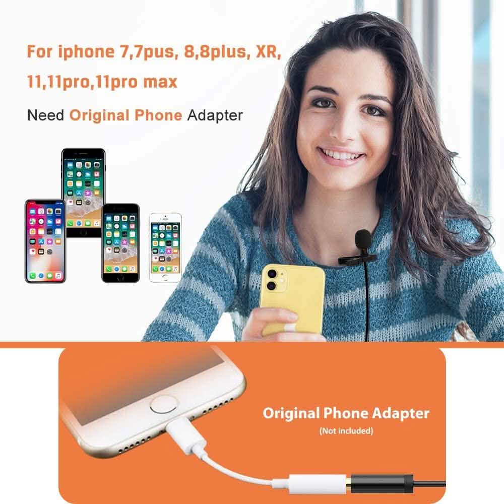 16 Feet Single Head Lavalier Lapel Microphone Omnidirectional Condenser Mic