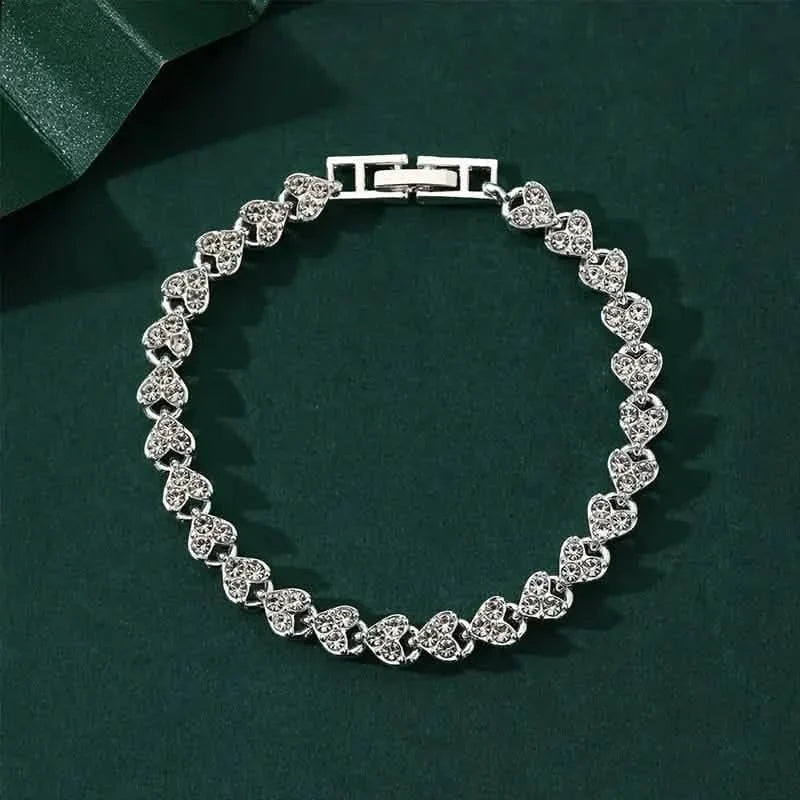 18K Golden Plated Stainless Steel Bracelet with Rhinestone Embellishments