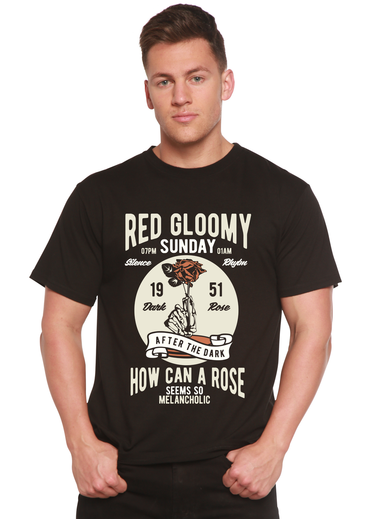 Red Gloomy Spun Bamboo® Men's Bamboo Viscose/Organic Cotton Short Sleeve Graphic T-Shirt