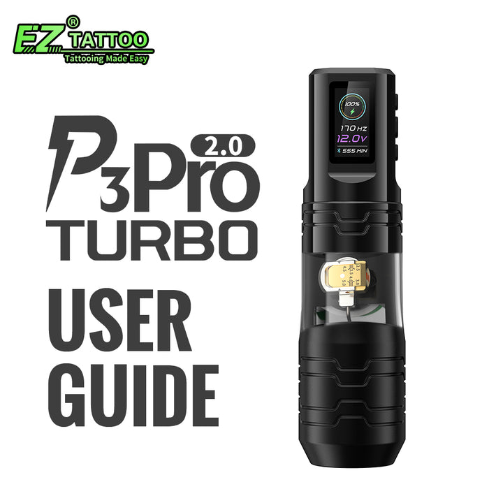 EZ P3 Pro Turbo 2.0 Upgrade Direct Drive Wireless Tattoo Machine with Adjustable Stroke 5.0mm