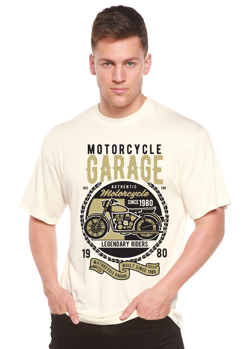 Motorcycle Garage Men's Bamboo Viscose/Organic Cotton Short Sleeve Graphic T-Shirt