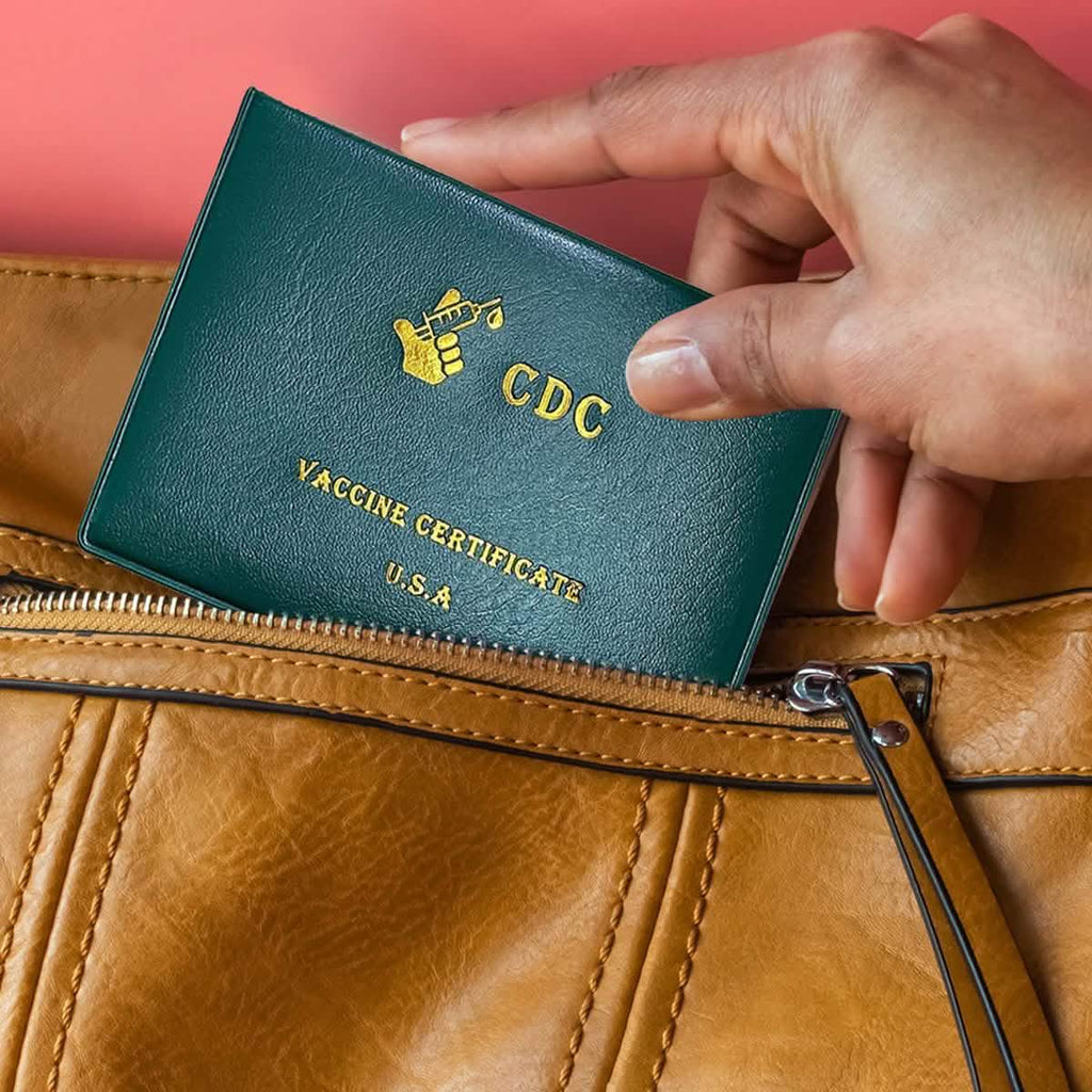 2-Pack: Faux Leather CDC Vaccination Card Immunization Record Protector Holder