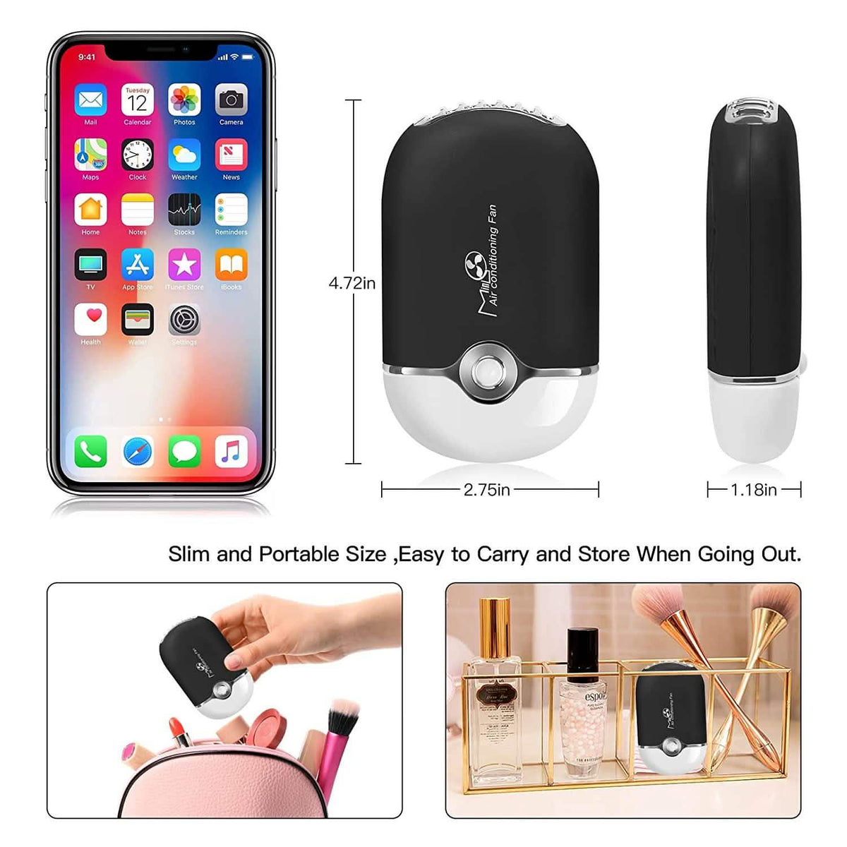 2-Piece: Rechargeable Handheld Mini Eyelash Fan