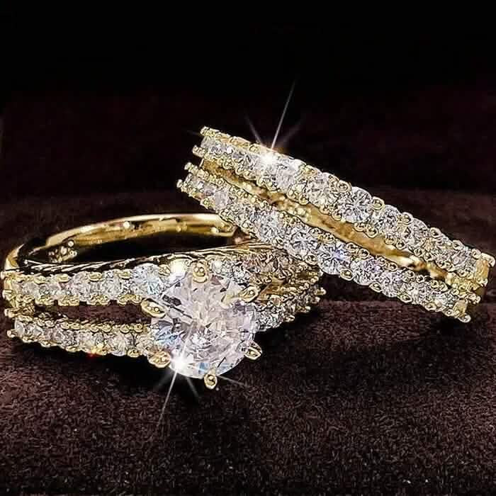 2-Piece Set: Gold Inlays with Zirconia Rings