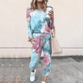 2-Piece Set: Women's Basic Tie Dye Sweatshirt Tracksuit Pants Sets