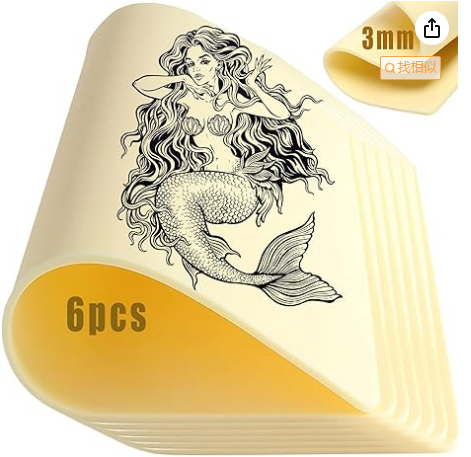 6 Pcs 3mm Tattoo Skin Practice Kit,12x8 in Thick Blank Silicone Fake Skin