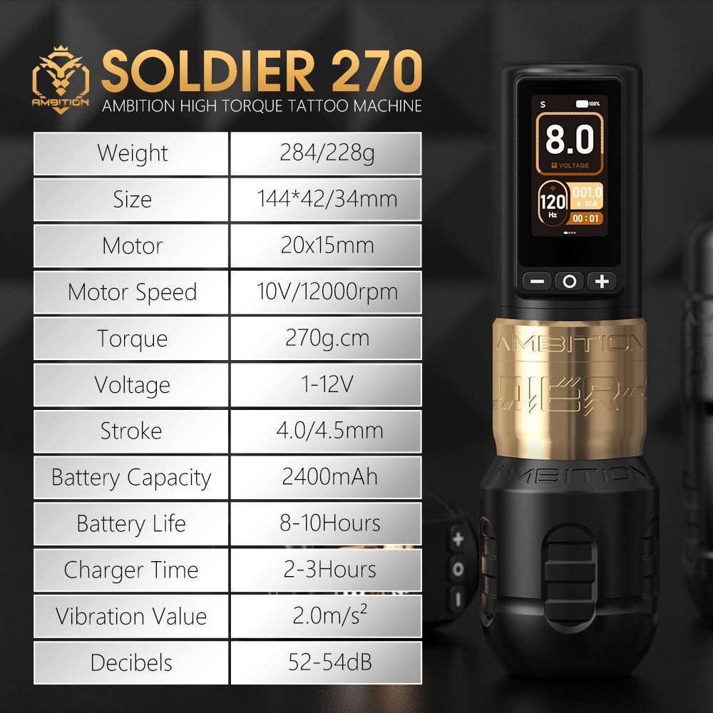 Ambition Soldier 270 Wireless Tattoo Pen Machine