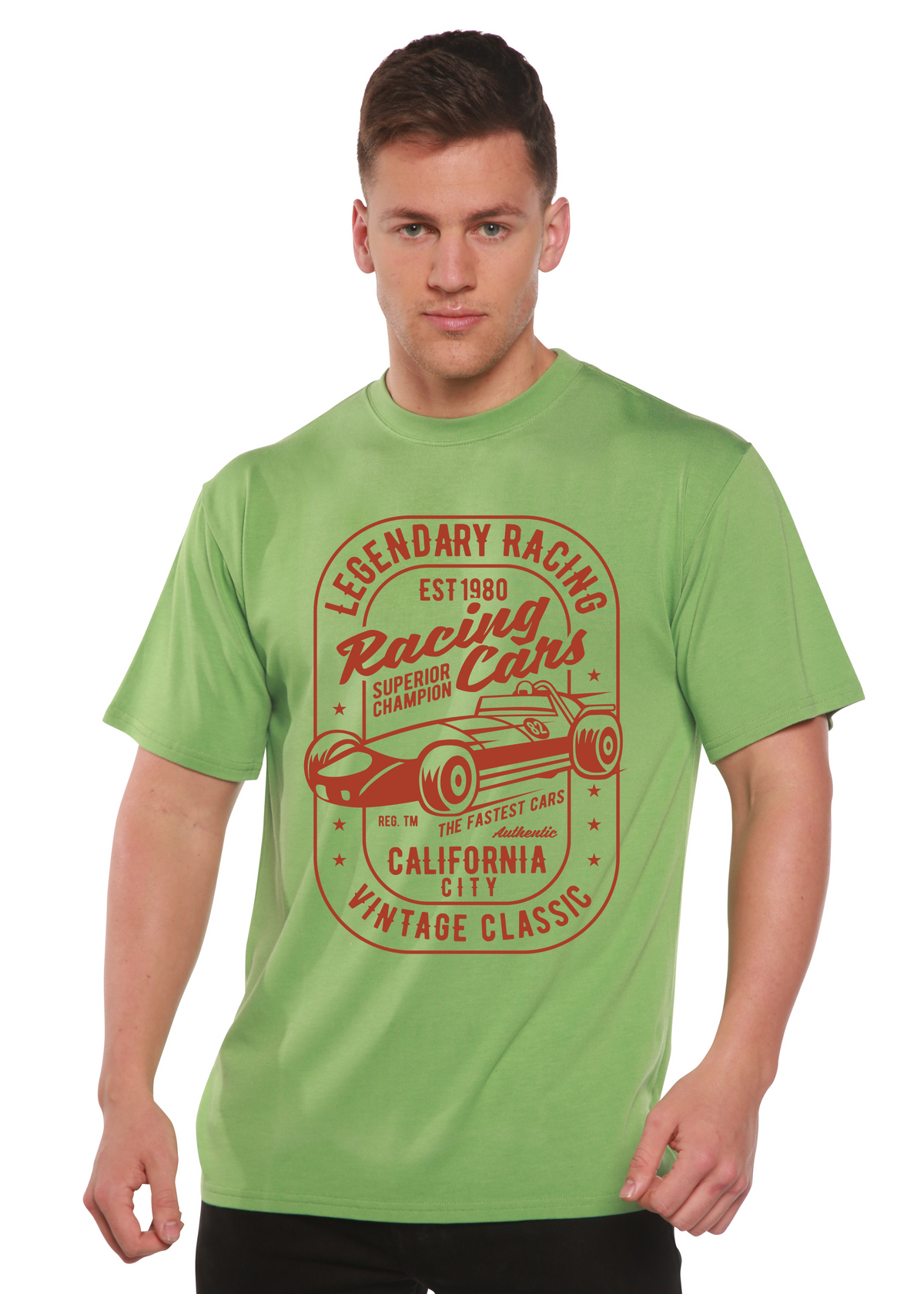 Legendary Racing Cars Men's Bamboo Viscose/Organic Cotton Short Sleeve Graphic T-Shirt