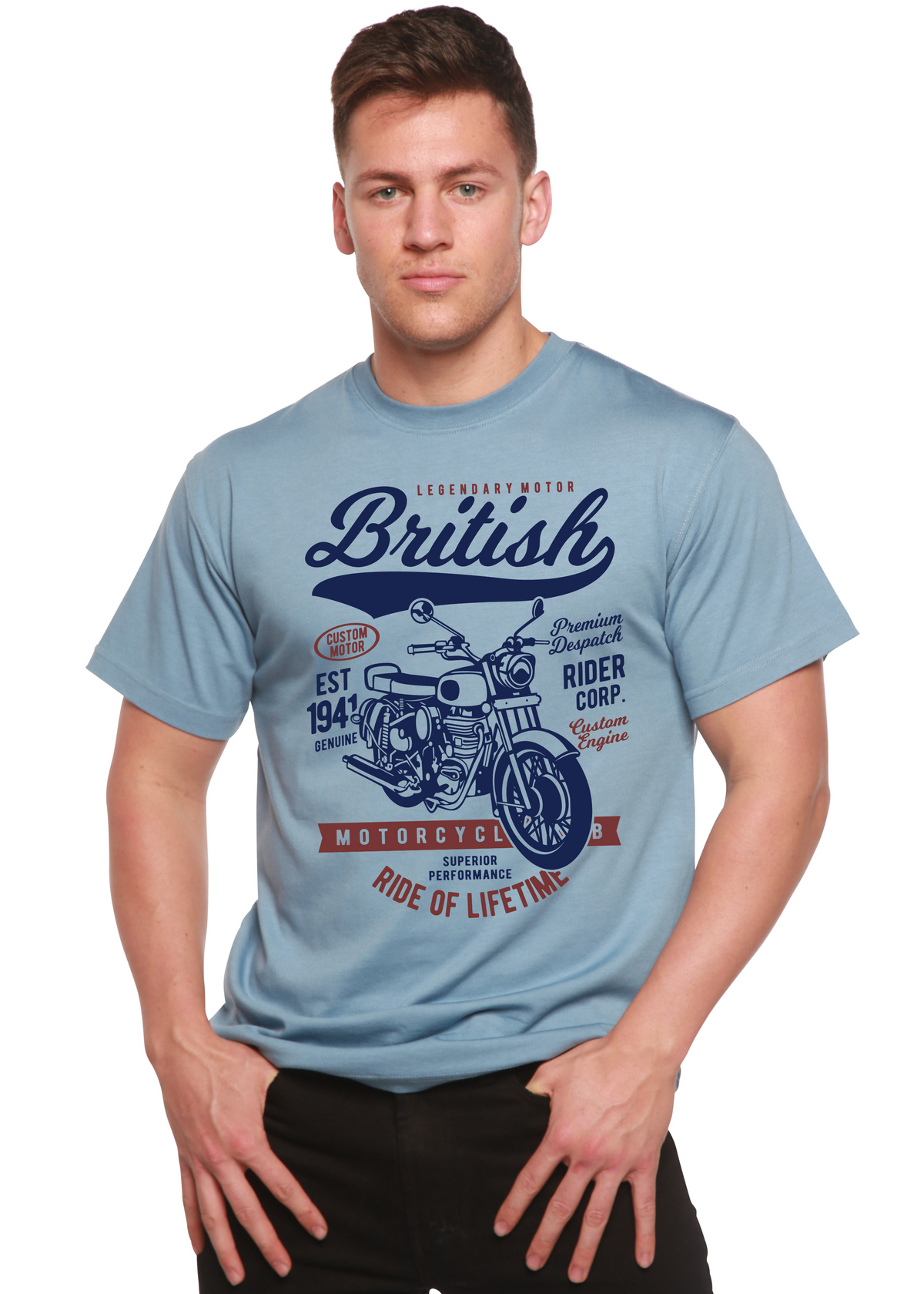 British Motorcycle Men's Bamboo Viscose/Organic Cotton Short Sleeve Graphic T-Shirt