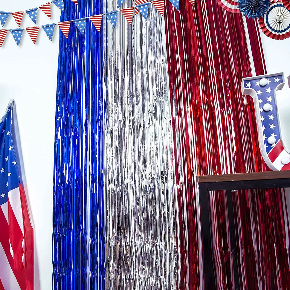 3-Pack: Tinsel Foil Fringe Curtains