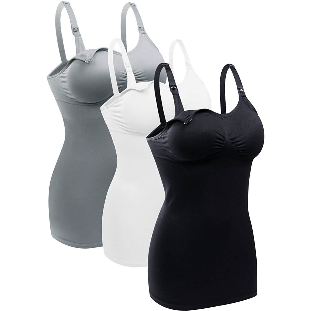 3-Pack: Womens Nursing Tank Tops Built in Bra for Breastfeeding