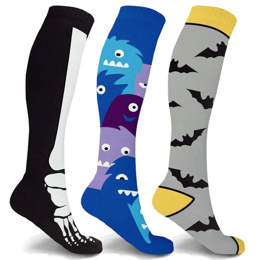 3-Pairs: Halloween Fun Knee High Compression Socks