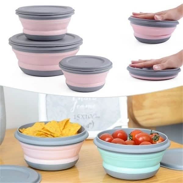 3-Pieces: Folding Camping Bowl Set