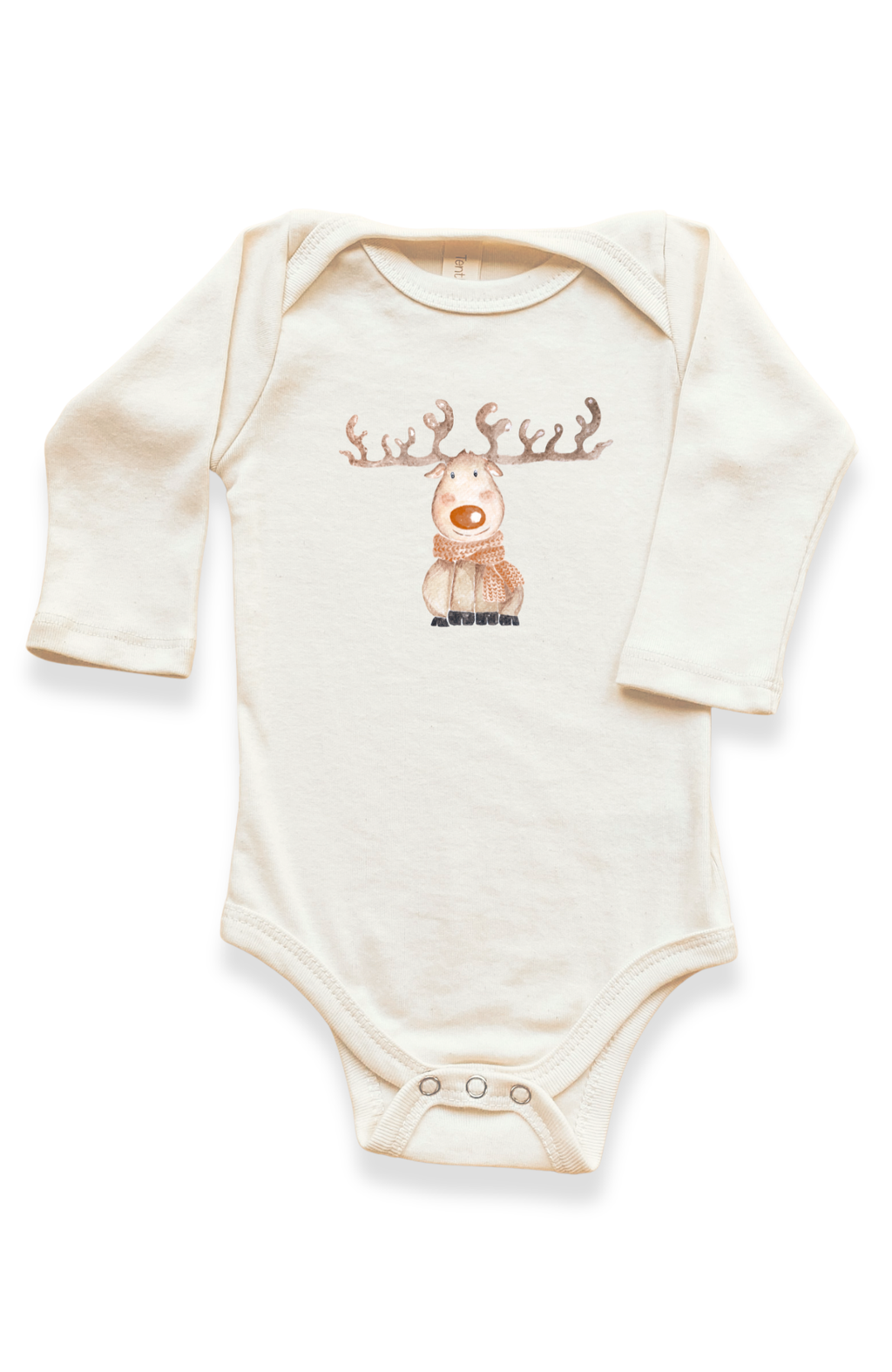 Reindeer Organic Baby Bodysuit Long Sleeve
