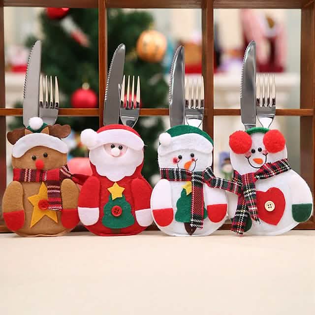 4-Piece: Holiday Tableware Sets Christmas Knife And Fork Bags