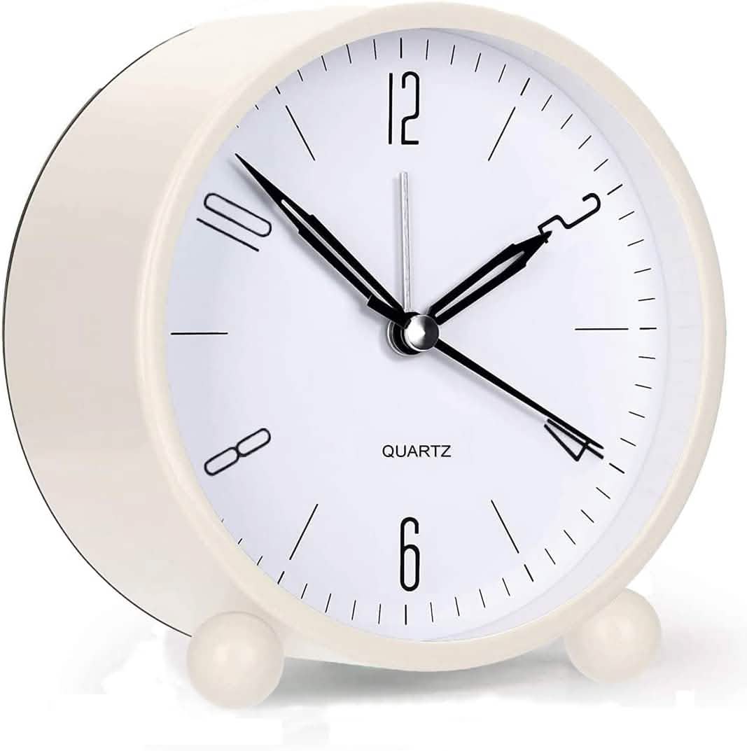4" Super Silent Non Ticking Analog Alarm Clock with Night Light