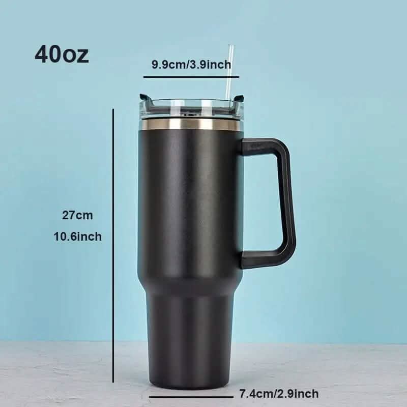 40oz Reusable Vacuum Tumbler with Insulated Double Wall and Cup Handle