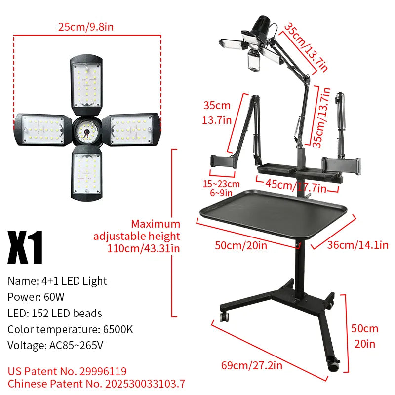 TAIDU Promotion Multi-Functional Double Holder Tattoo Workstation with Light
