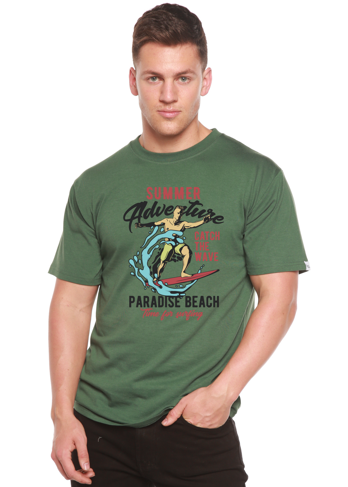 Catch The Wave Men's Bamboo Viscose/Organic Cotton Short Sleeve Graphic T-Shirt