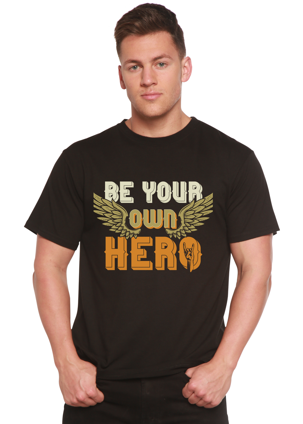 Be Your Own Hero Men's Bamboo Viscose/Organic Cotton Short Sleeve Graphic T-Shirt