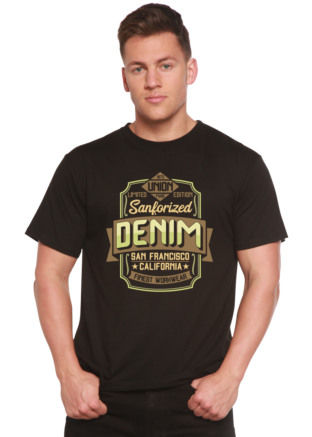 Sanforized Denim Men's Bamboo Viscose/Organic Cotton Short Sleeve Graphic T-Shirt
