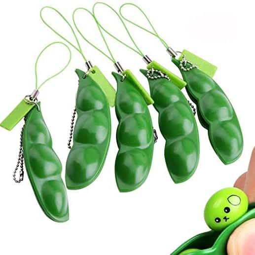 5-Piece: Edamame Keychain Squeeze Toy