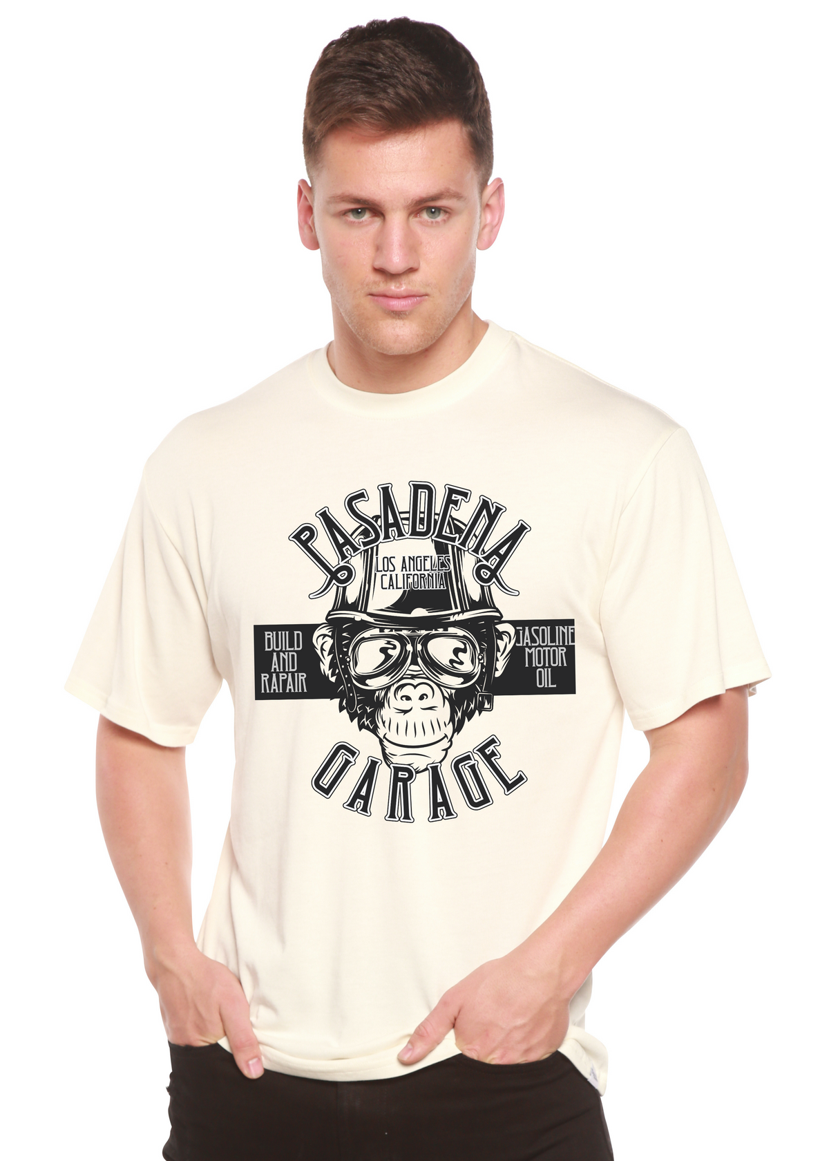 Pasadena Garage Men's Bamboo Viscose/Organic Cotton Short Sleeve Graphic T-Shirt