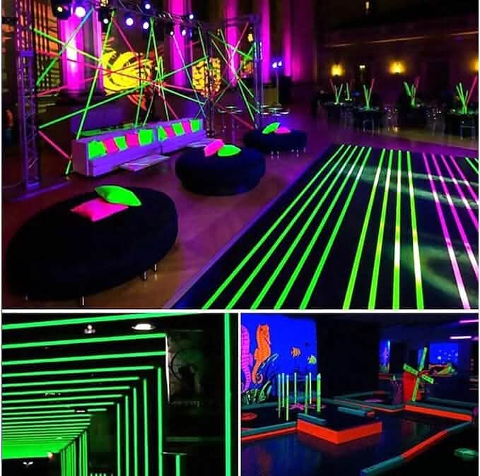 6-Pack: UV Gaffer Fluorescent Party Tape Blacklight Reactive Glow In The Dark Tape