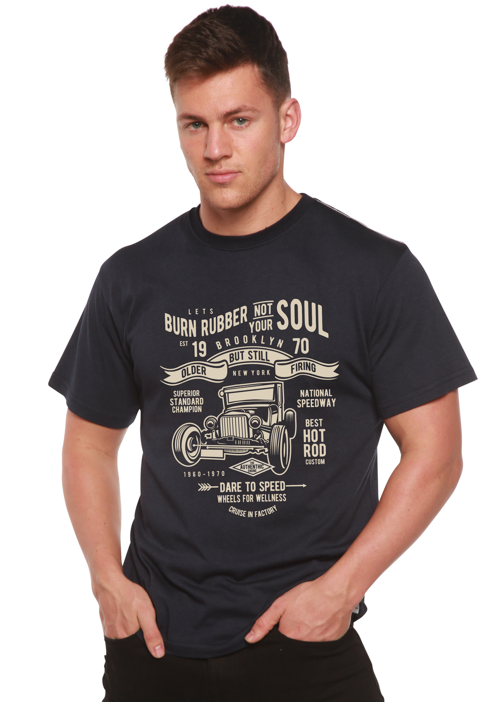 Burn Rubber Men's Bamboo Viscose/Organic Cotton Short Sleeve Graphic T-Shirt
