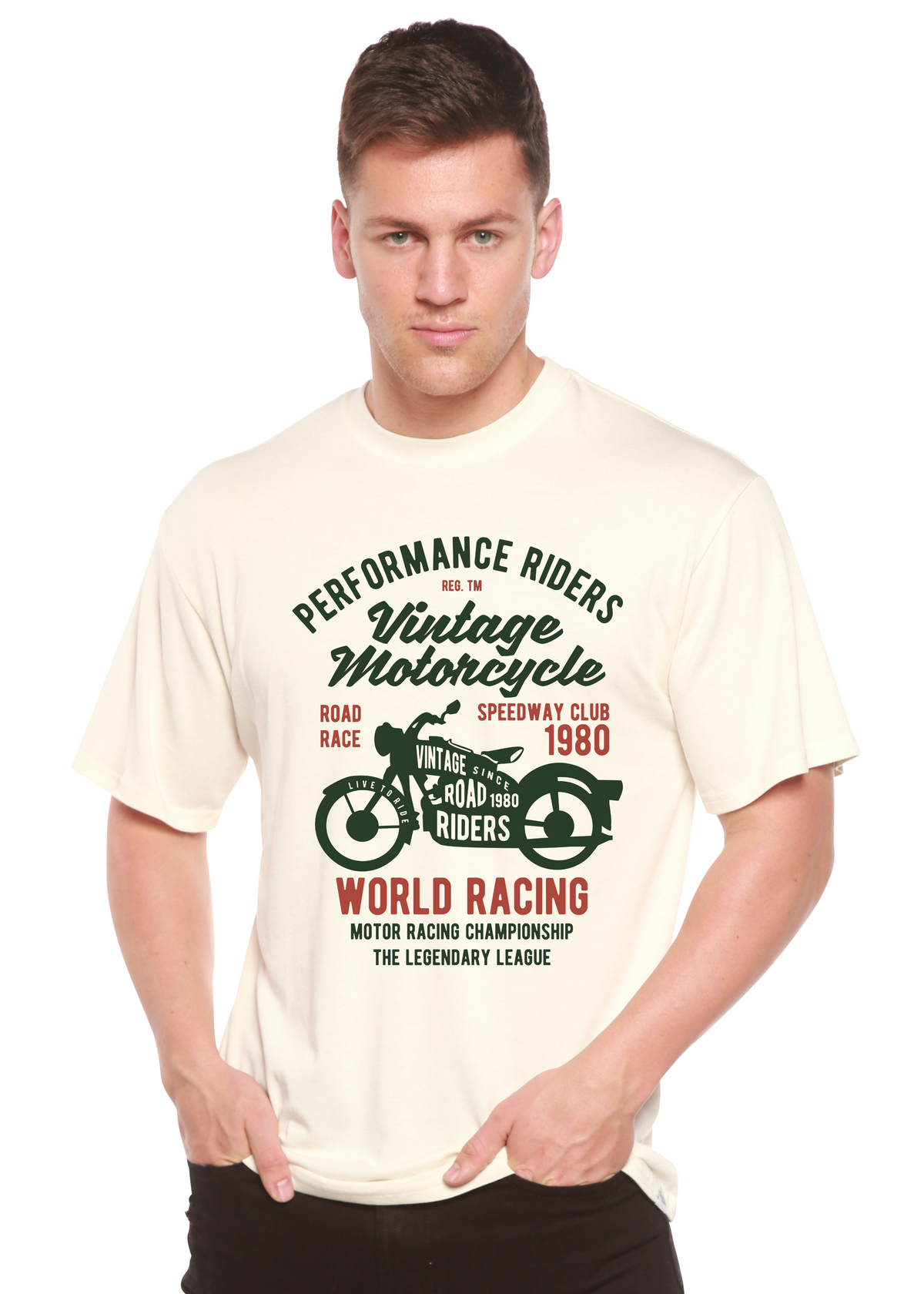 Vintage Motorcycle Spun Bamboo® Men's Bamboo Viscose/Organic Cotton Short Sleeve Graphic T-Shirt