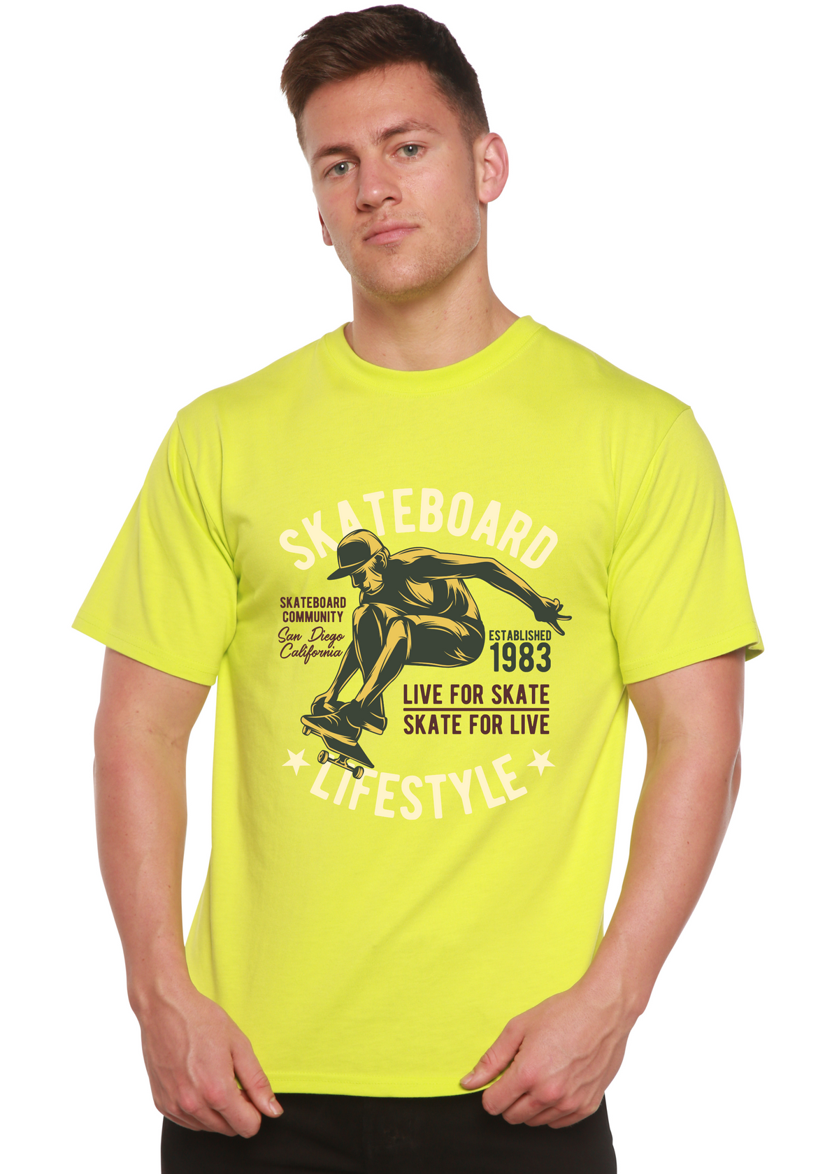 Skateboard Lifestyle Men's Bamboo Viscose/Organic Cotton Short Sleeve Graphic T-Shirt