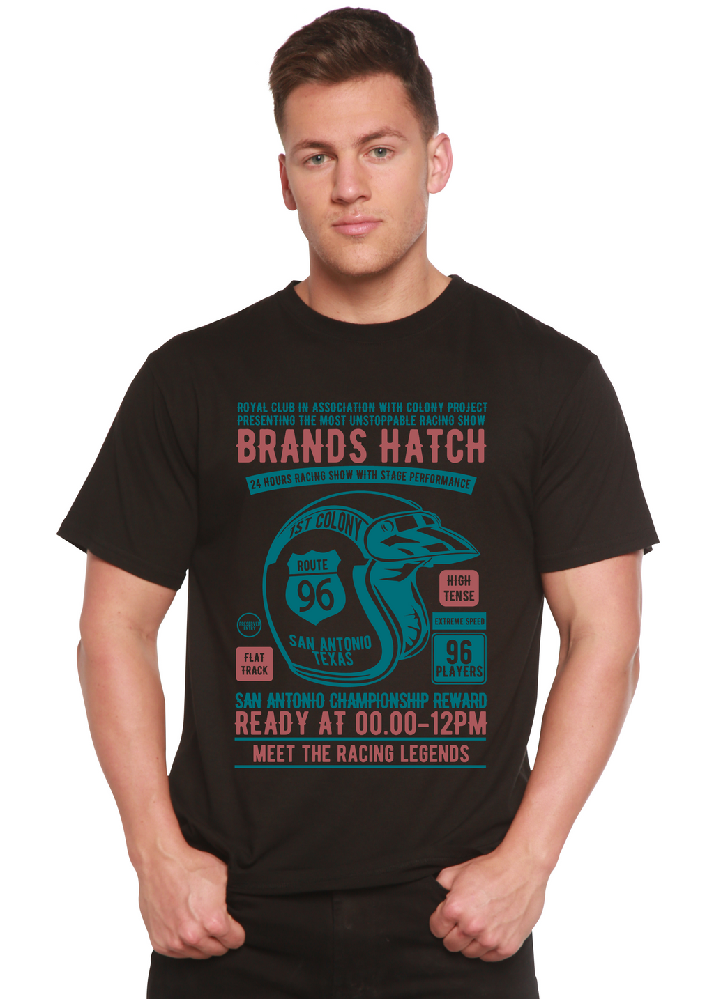Brands Hatch Men's Bamboo Viscose/Organic Cotton Short Sleeve Graphic T-Shirt