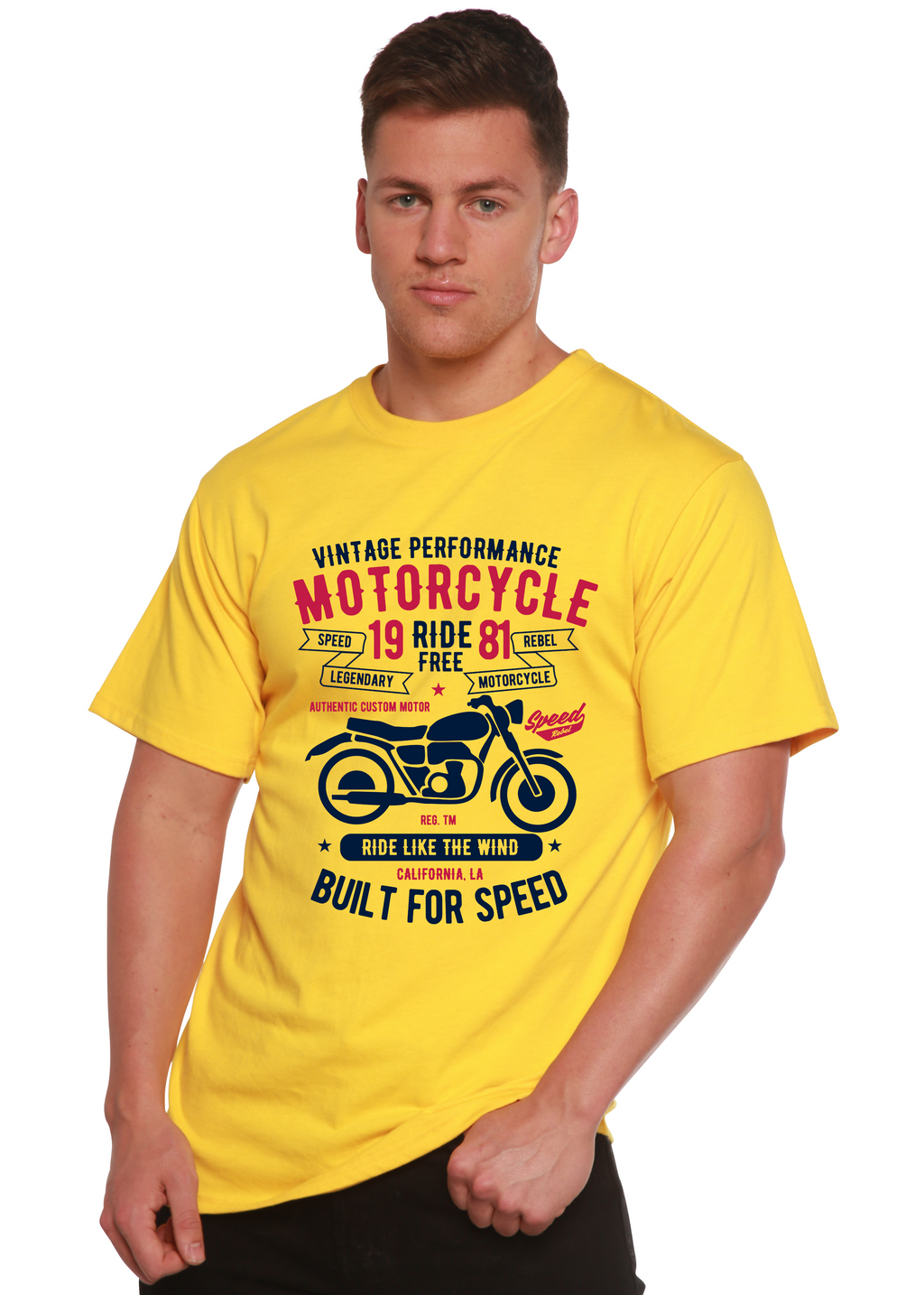 Motorcycle Ride Free Men's Bamboo Viscose/Organic Cotton Short Sleeve Graphic T-Shirt