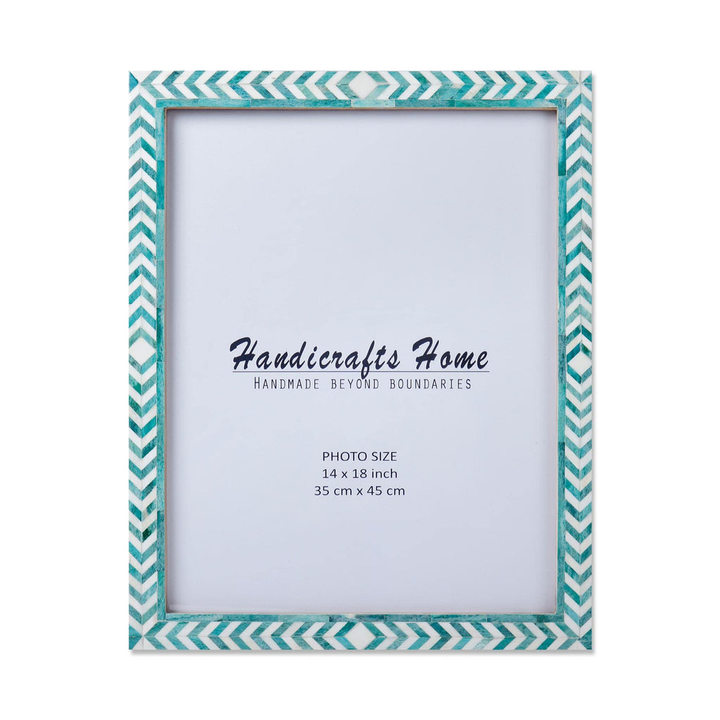 Poster Frame Taj Pattern Collection Bone Inlay, Green, 6 Sizes
