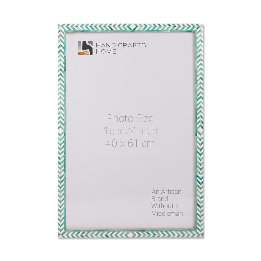Poster Frame Taj Pattern Collection Bone Inlay, Green, 6 Sizes