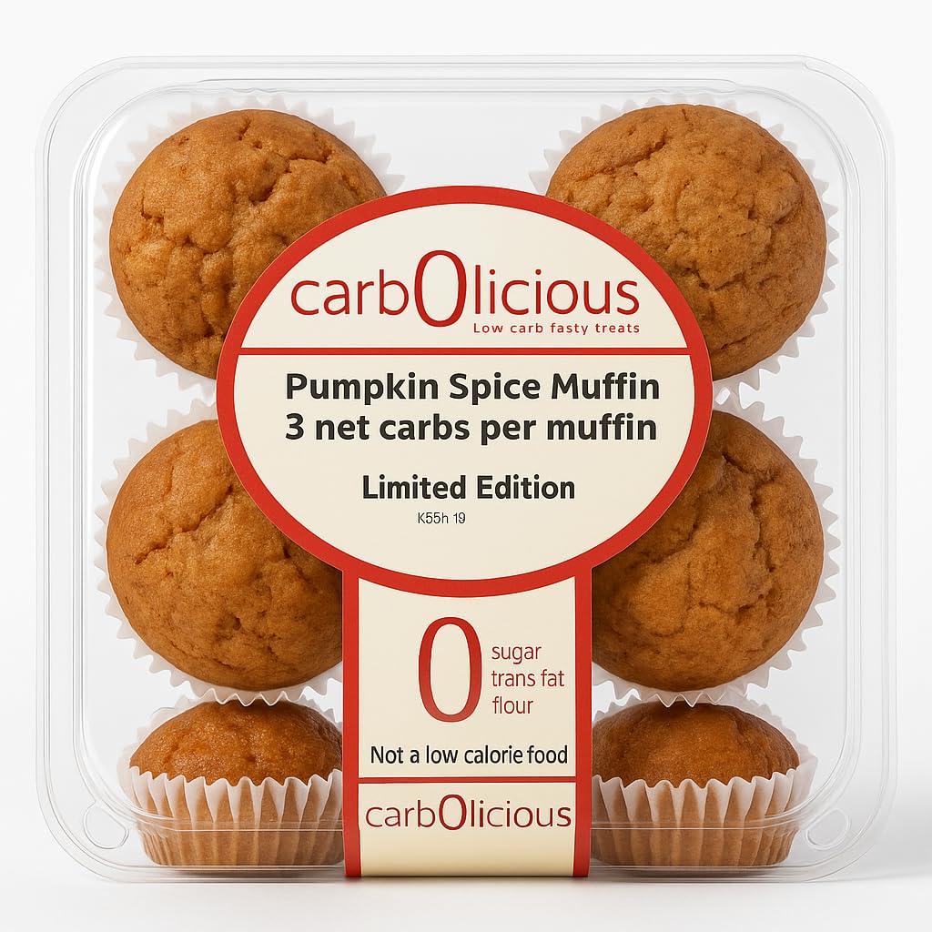 Carbolicious Pumpkin Spice Muffins, Low-Carb Sugar-free Keto Atkins friendly