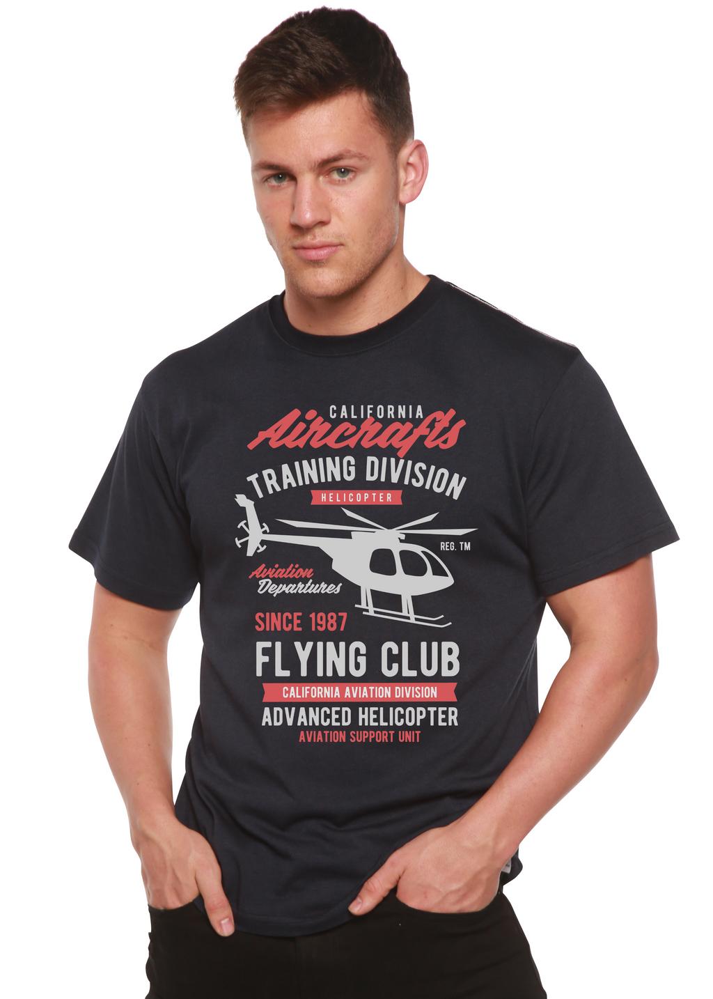 California Aircraft Men's Bamboo Viscose/Organic Cotton Short Sleeve Graphic T-Shirt