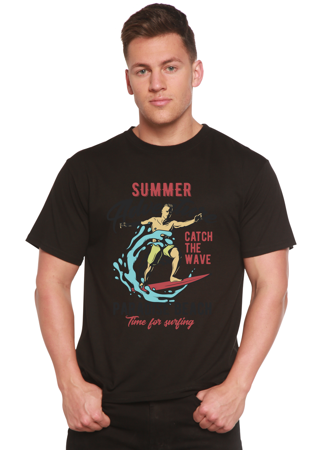 Catch The Wave Men's Bamboo Viscose/Organic Cotton Short Sleeve Graphic T-Shirt