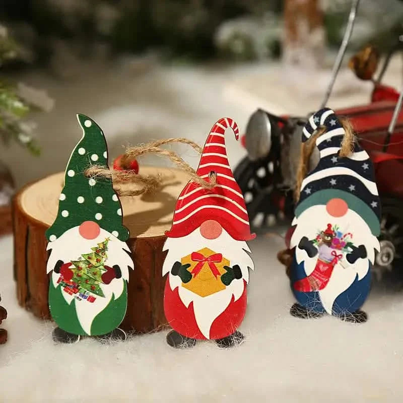 9-Pieces: Festive Christmas Wooden Hanging Box