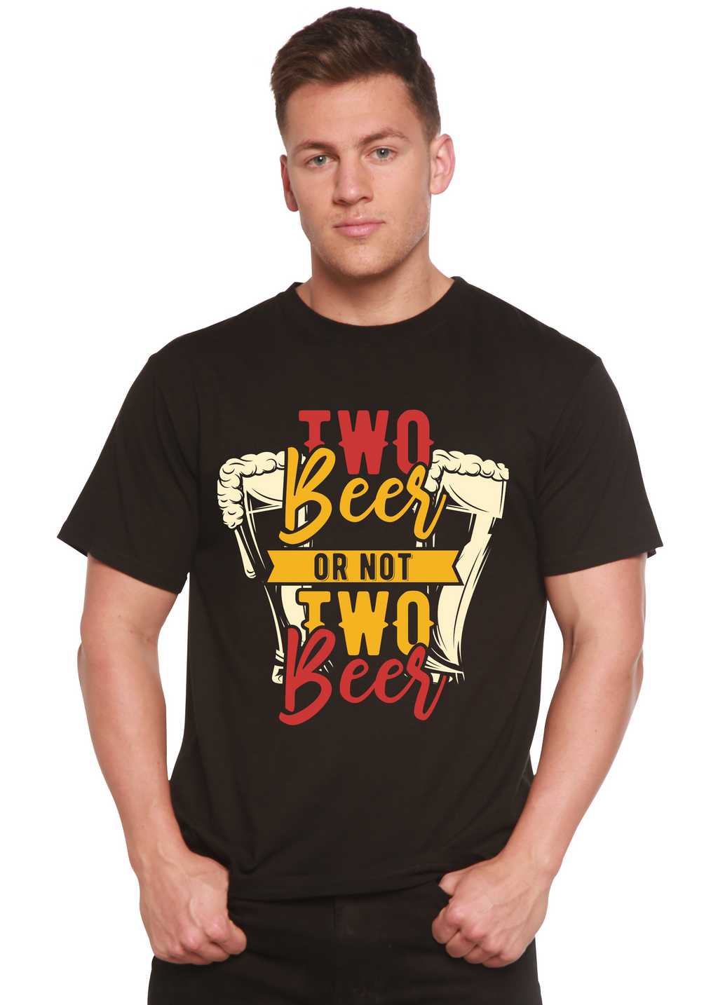 Two Beer Men's Bamboo Viscose/Organic Cotton Short Sleeve Graphic T-Shirt
